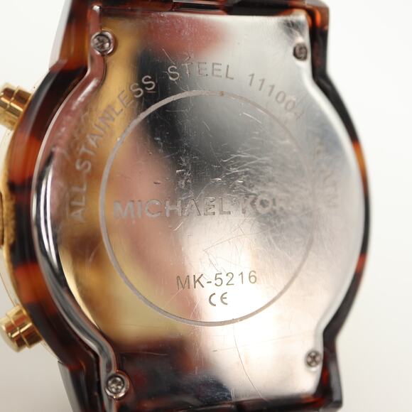 Michael Kors Faux Tortoise Chronograph 43mm MOP Watch 5.75" Bracelet MK-5216 - Picture 10 of 10